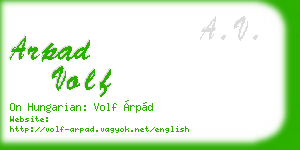 arpad volf business card