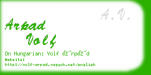 arpad volf business card